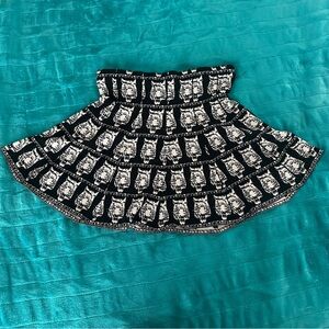 Lulumari Black and White Tiger Face Mini Skirt